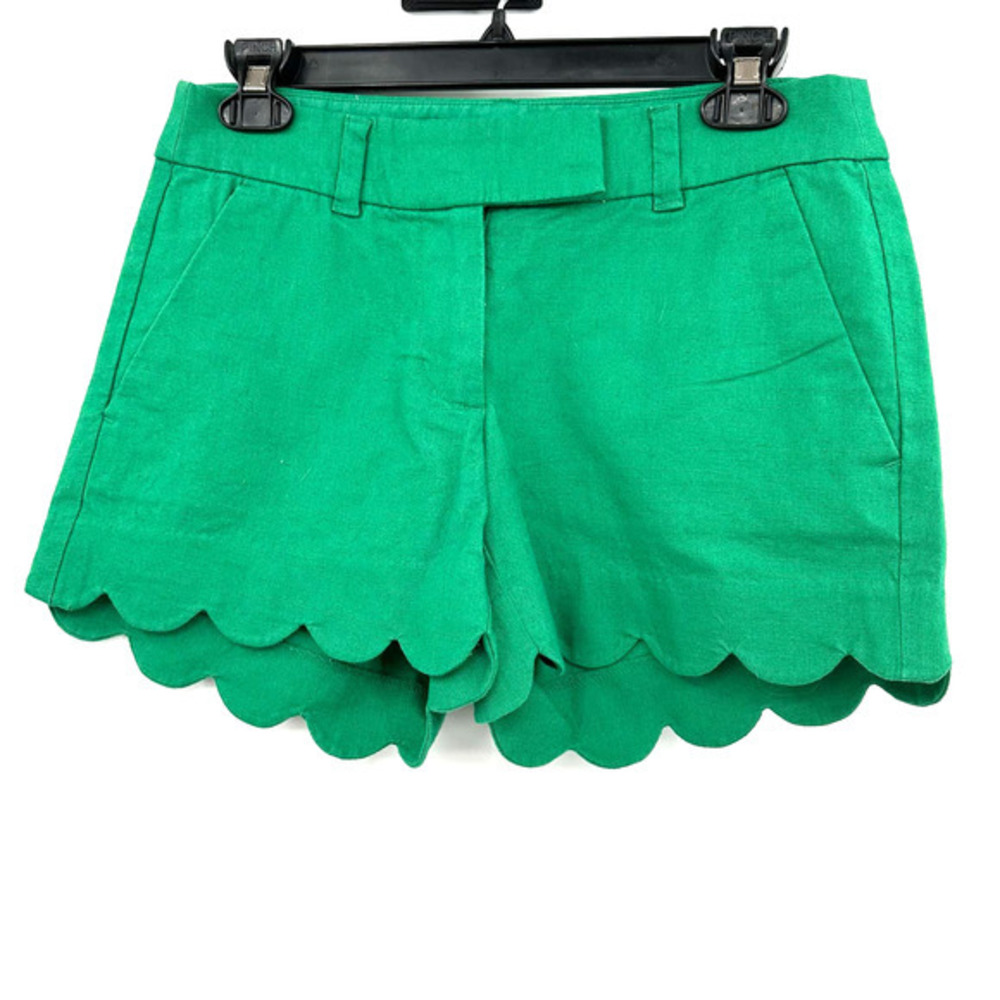 J. by J. Crew size 0 linen cotton blend green shorts scalloped hem